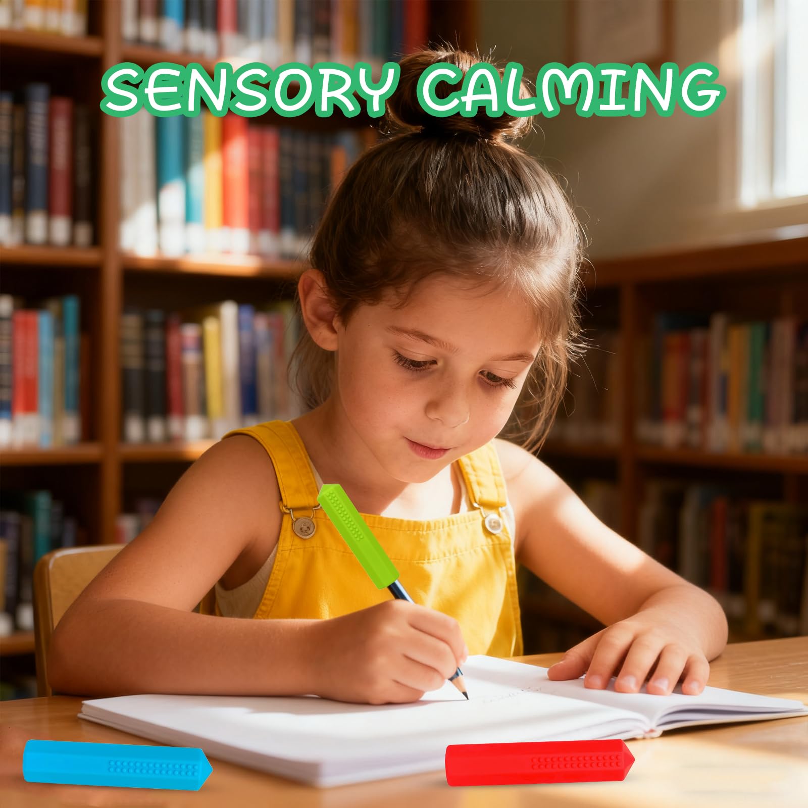 Embout de Crayon à Machouiller Sensoriel en Silicone pour Enfants Autisme TDAH - Lot de 3 Pièces