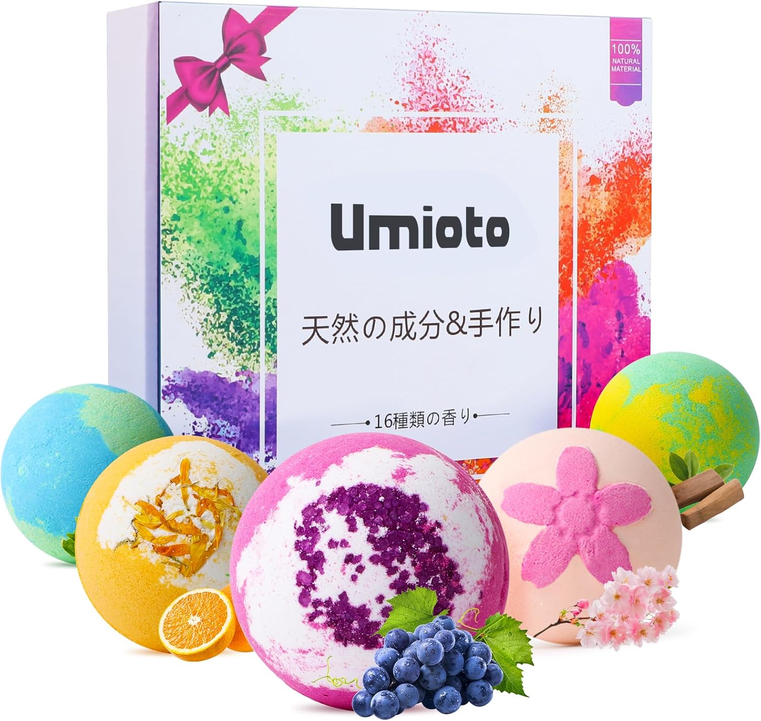 Amazon.co.jp Bath Bomb, Bath Salt, Gift Set, 16 Pieces, Scented Bomb