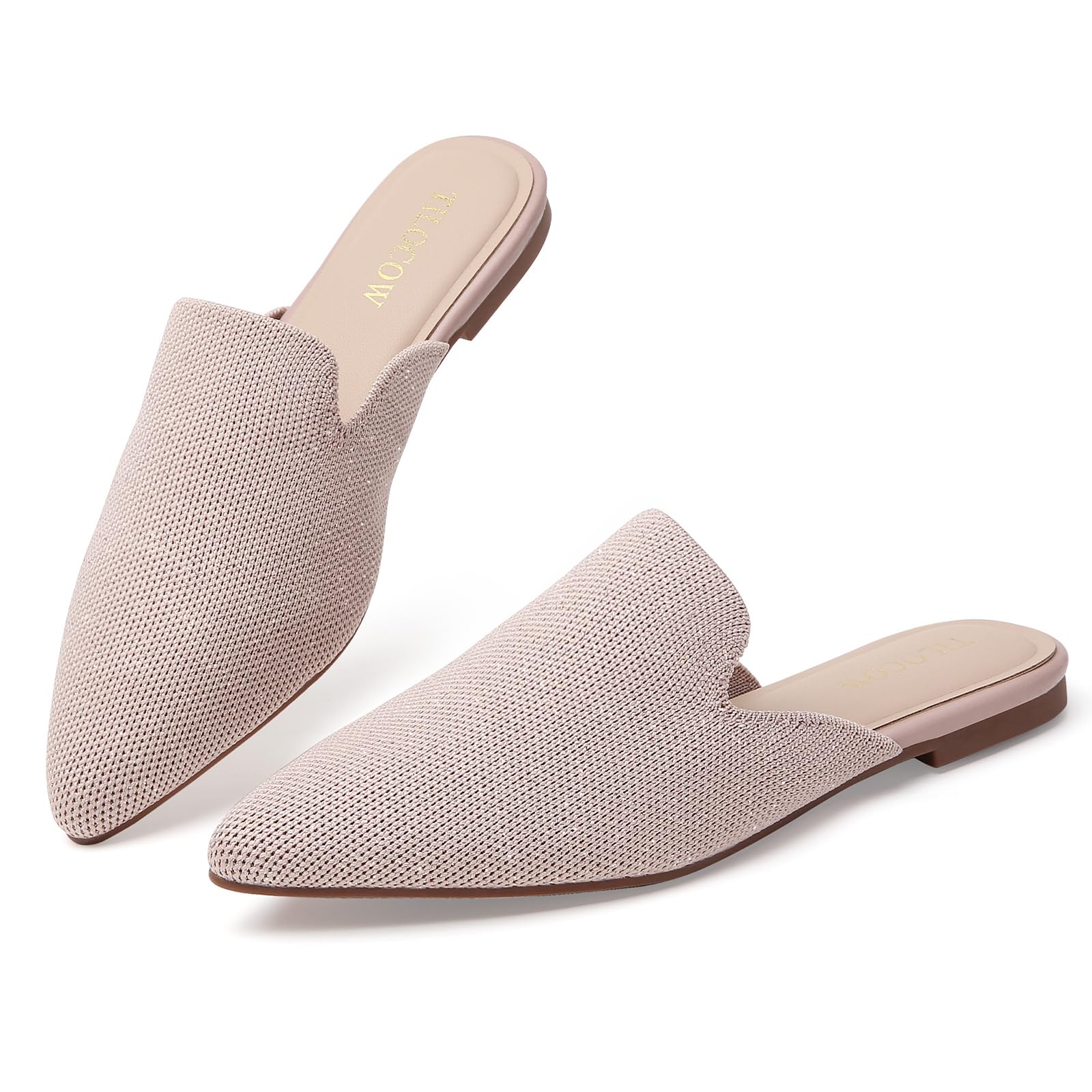 Tilocow Knit Mules Office Slip on Loafers Business Casual Flats for Women