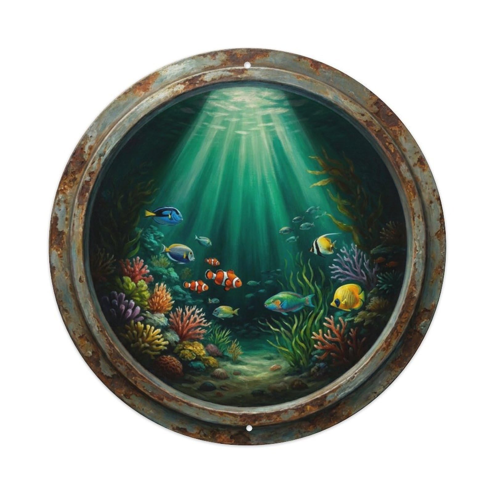 Fyrn Style Metal Tin Sign Vintage Porthole Spotlight Focus Ship Window Undersea Deep Sea
