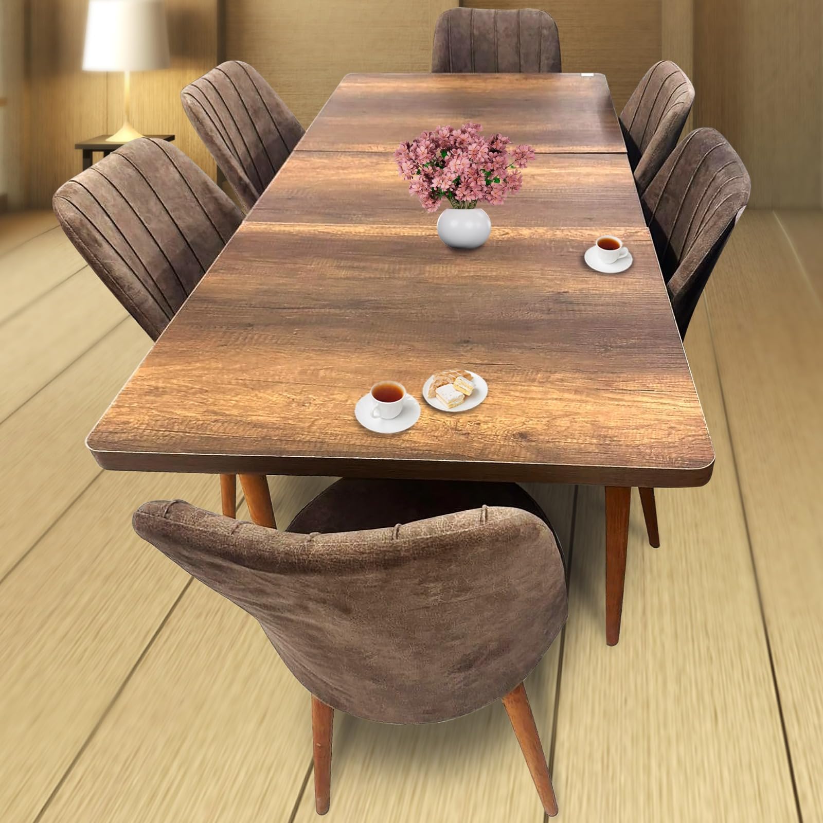 7-Pieces Dining Sets, 1 Piece Rectangular Table With 6 Chairs, 1+6 Seater Modern Design Furniture for Home, Dining Room, (Free Installation) (dvf)