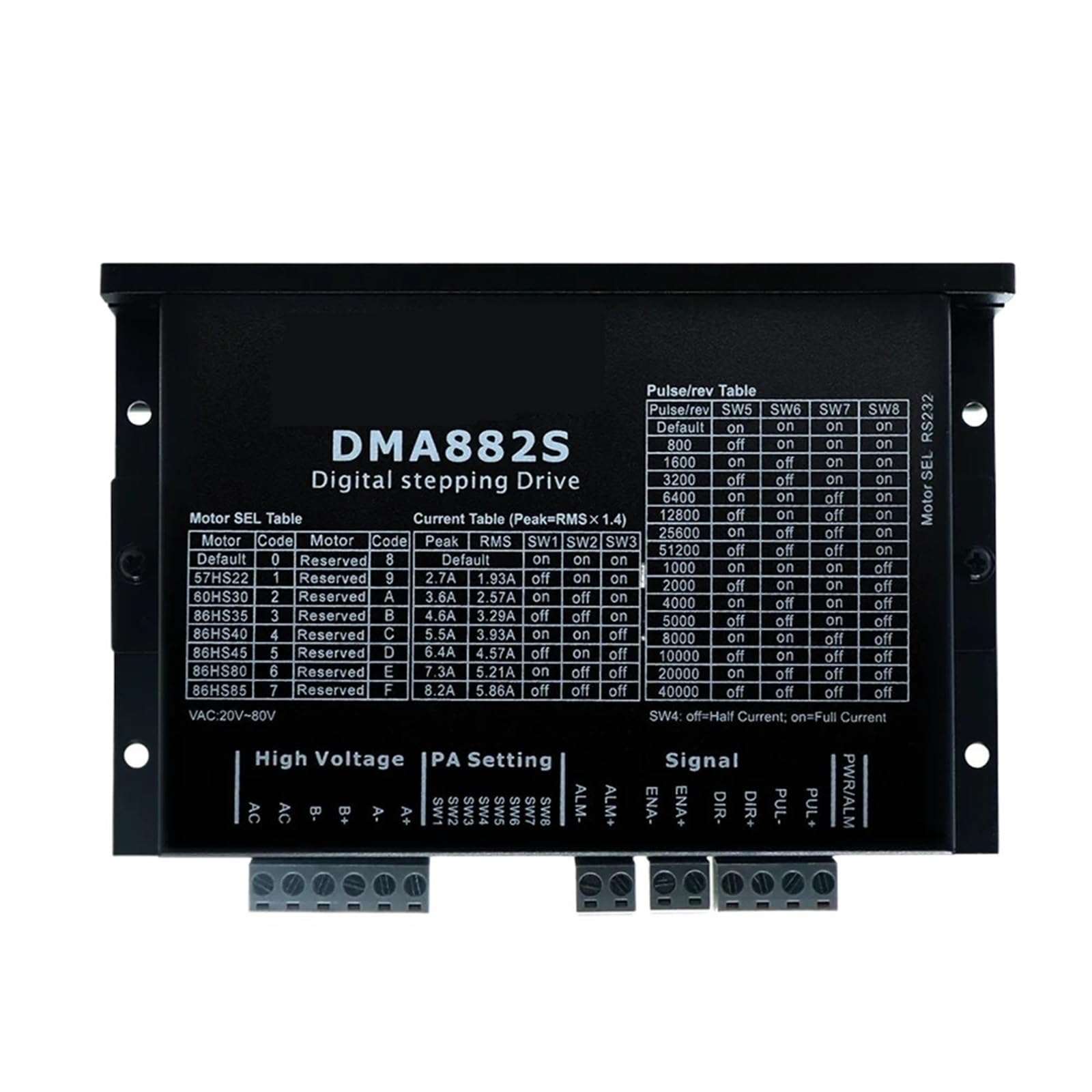 Boîtier DMA882S anti-perte de pas pour moteur pas à pas haute tension