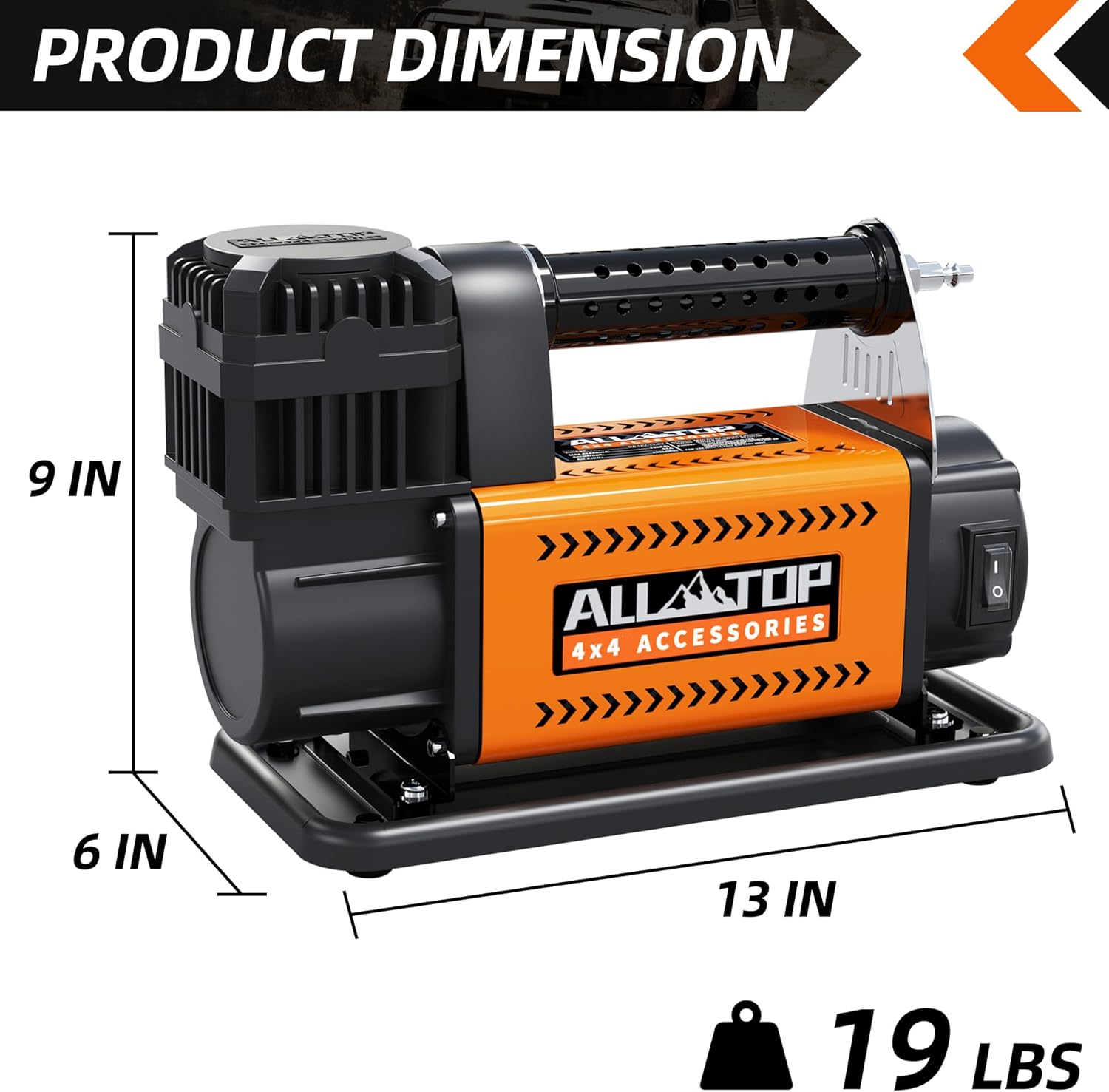 ALL-TOP Air Compressor with Digital Pressure Gauge Tire Inflator Kit, 12V Portable Inflator 7.06ft³/Min, Offroad Air Pump for Truck Tires, Heavy Duty Max 150 PSI for 4x4 Vehicle & RV - Image 3