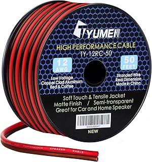 TYUMEN 50FT 12 Gauge 2 Conductor Wire, 12 AWG Stranded Ultra Flexible Wire for Welding Cable, Electrical Wire, Primary Automotive Wire, Battery Cable, Car Audio Speaker, 12 Volt Low Voltage Wiring