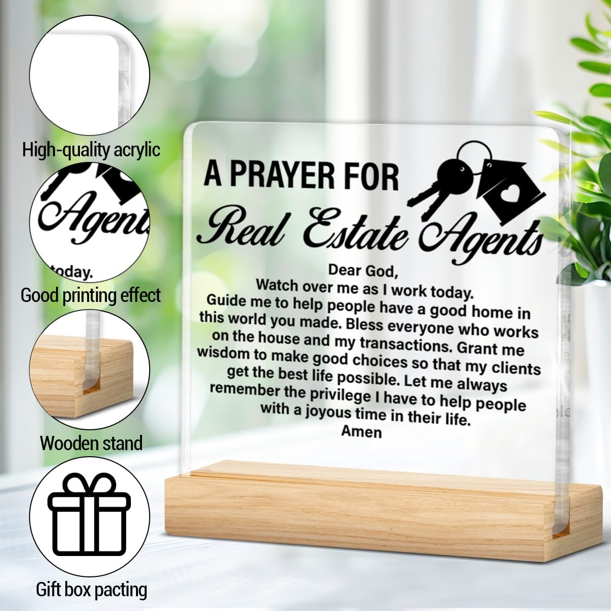 Gifts for Real Estate Agents Realtor, a Prayer for Real Estate Agents Clear Acrylic Desk Decorative Sign Home Office Decor - Image 3
