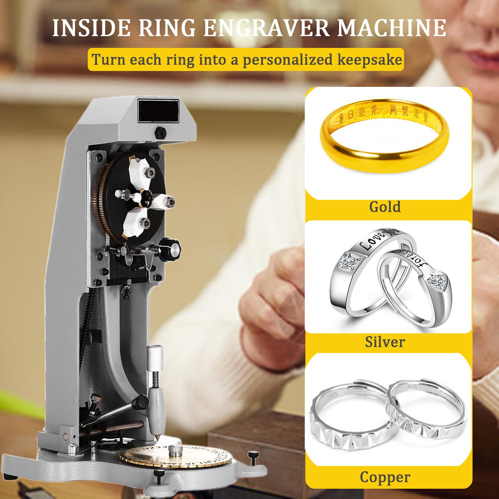 À l'intérieur de l'anneau Engraver Machine à Graver Professionnel Machine à Graver Anneau Intérieur Bijoutier Engraver Bijoux Graveur équipement pour Bagues Fabrication de Bijoux Gravure