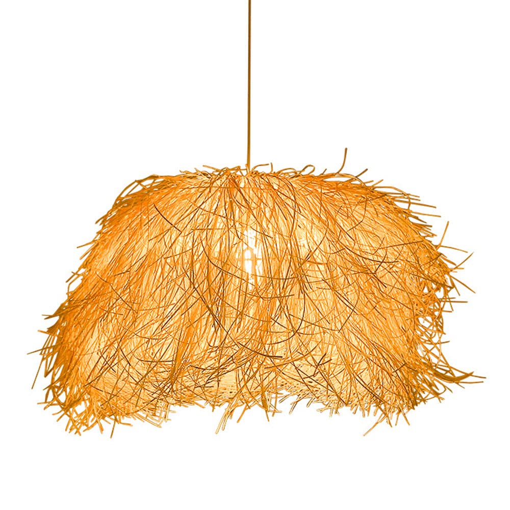 LYMSXAZOU Industrial Rattan Chandelier retro Woven Hanging Lamp Interior Decoration Pendant Lights Modern Restaurant Chandeliers Light Ceiling Lighting Fixture For Living Room,Dinner Room