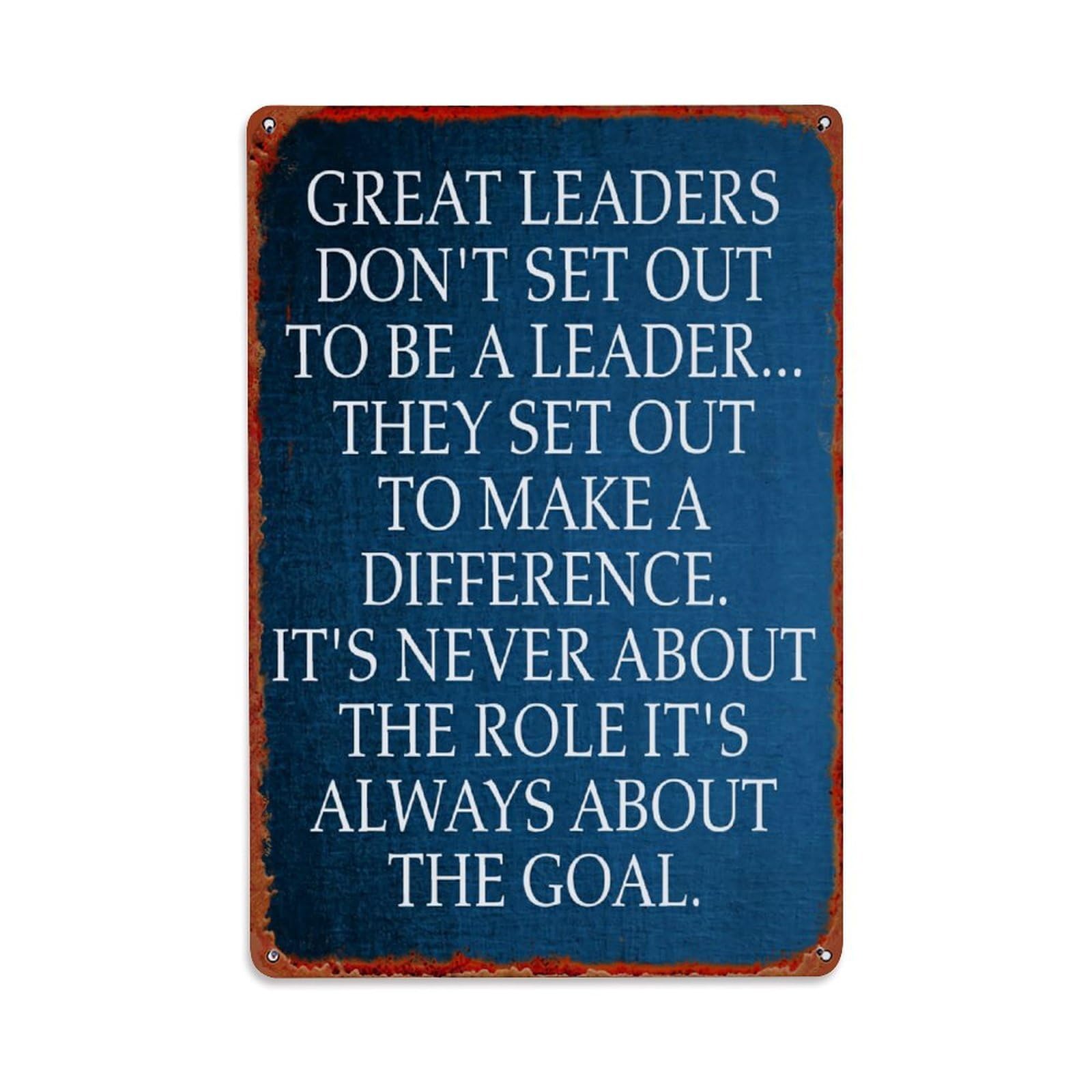 Jdfenggu Vintage Great Leaders Make A Difference Retro Metal Tin Sign, Metal Poster For Bar, Home, Man Cave, Kitchen, Laundry Room Art Decor 8X12 Inch