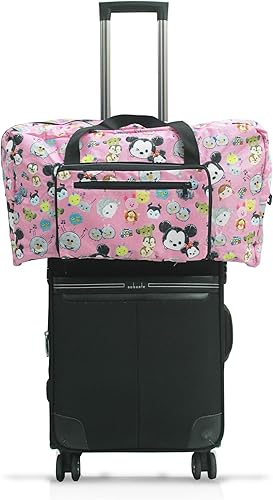 Miniatura 2 de Finex Personajes de dibujos animados plegable fácil de llevar bolsa de viaje para aviones con correa ajustable, Rosa (Mickey Minnie)