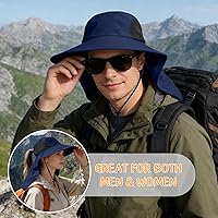 Vista 2 de Sombrero de sol para hombres y mujeres con solapa para el cuello, protección UV UPF 50+, sombreros de pesca para senderismo, sombrero de ala ancha