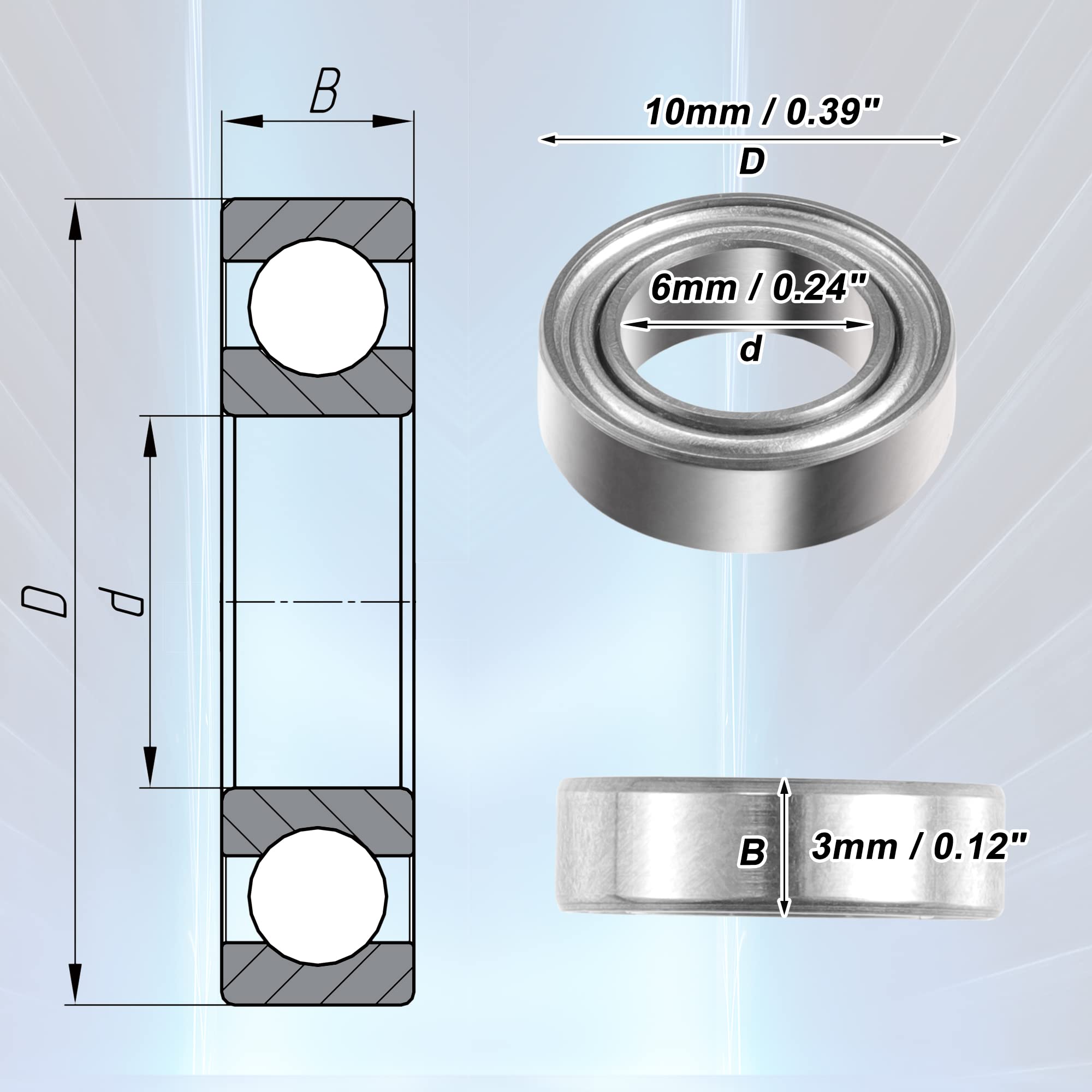 Edelstahl-Kugellager 6x10x3 Mm – Geschirmt, 5 Stück, Für Motoren & Getriebe