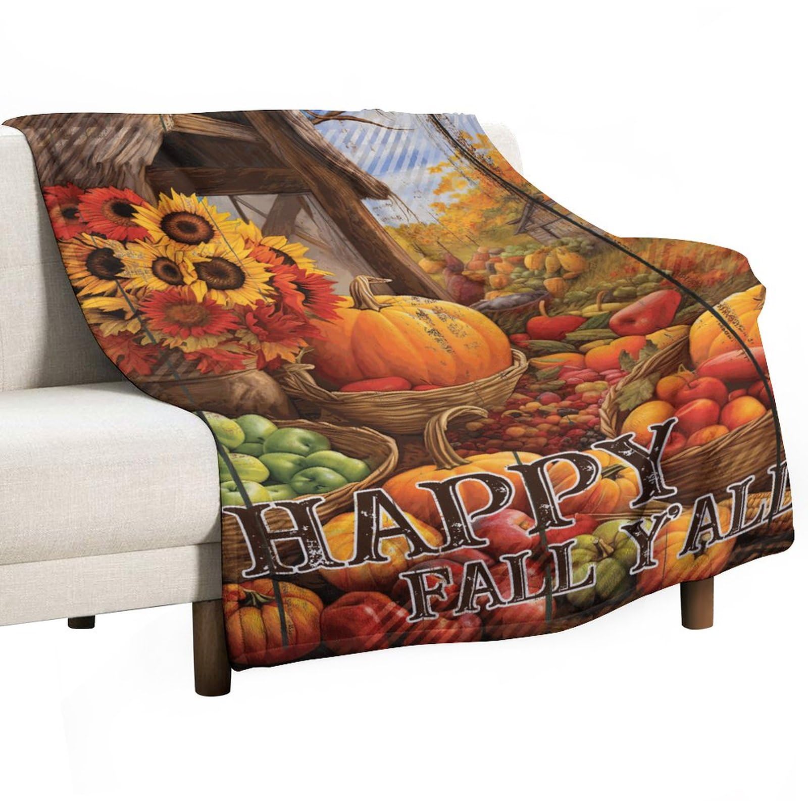 Couverture en flanelle Happy Fall Y'all, le cadeau idéal pour l'automne