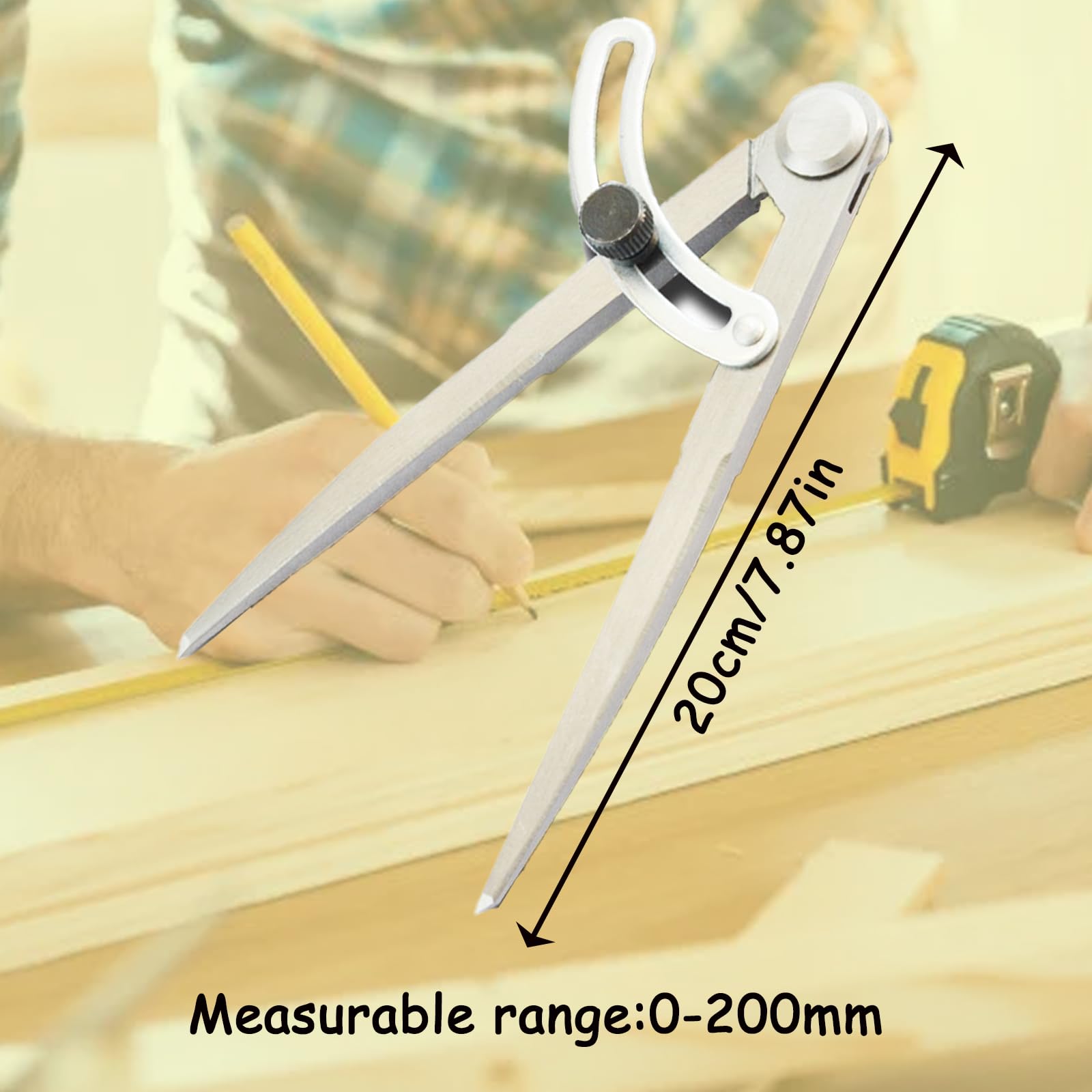 Compás de marcado, Grande Compás 20 cm, Compás puntiagudo de 200 mm con lápiz para dibujar para trabajos de metal y cuero Para Dibujo de Círculos, Carpintería, Metalurgia