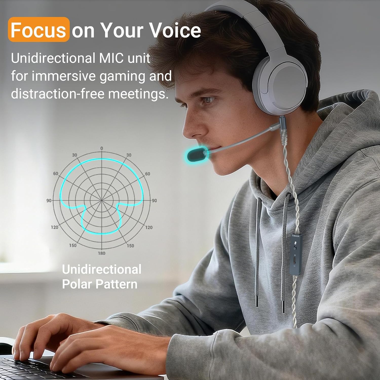 Cubilux 3.5mm Headphone Cable with Boom Mic, Mute Switch, Volume Control, Silver-Plated AUX Replacement Cord for Voice Chat, Calls, Game Consoles, WH1000-XM6/5/4, Studio Pro, Solo, More, 4 FT