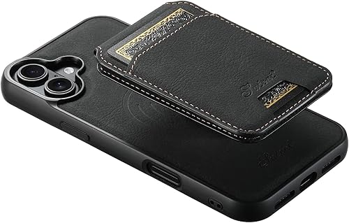 Miniatura 4 de PASNEW Funda para iPhone, tarjetero y tarjetero, compatible con Magsafe de cuero de carga inalámbrica, a prueba de golpes, para mujeres y hombres, S