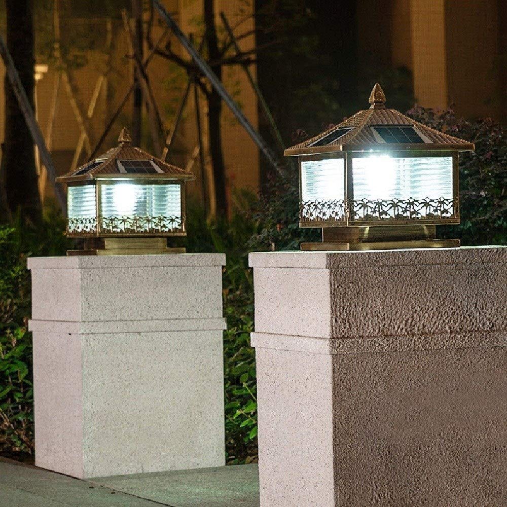 Przezroczysta lampa solarna LED w paski, obudowa z brązu z odlewu aluminiowego, słupek oświetleniowy do werandy, bramy, dziedzińca, tarasu,H-45cm