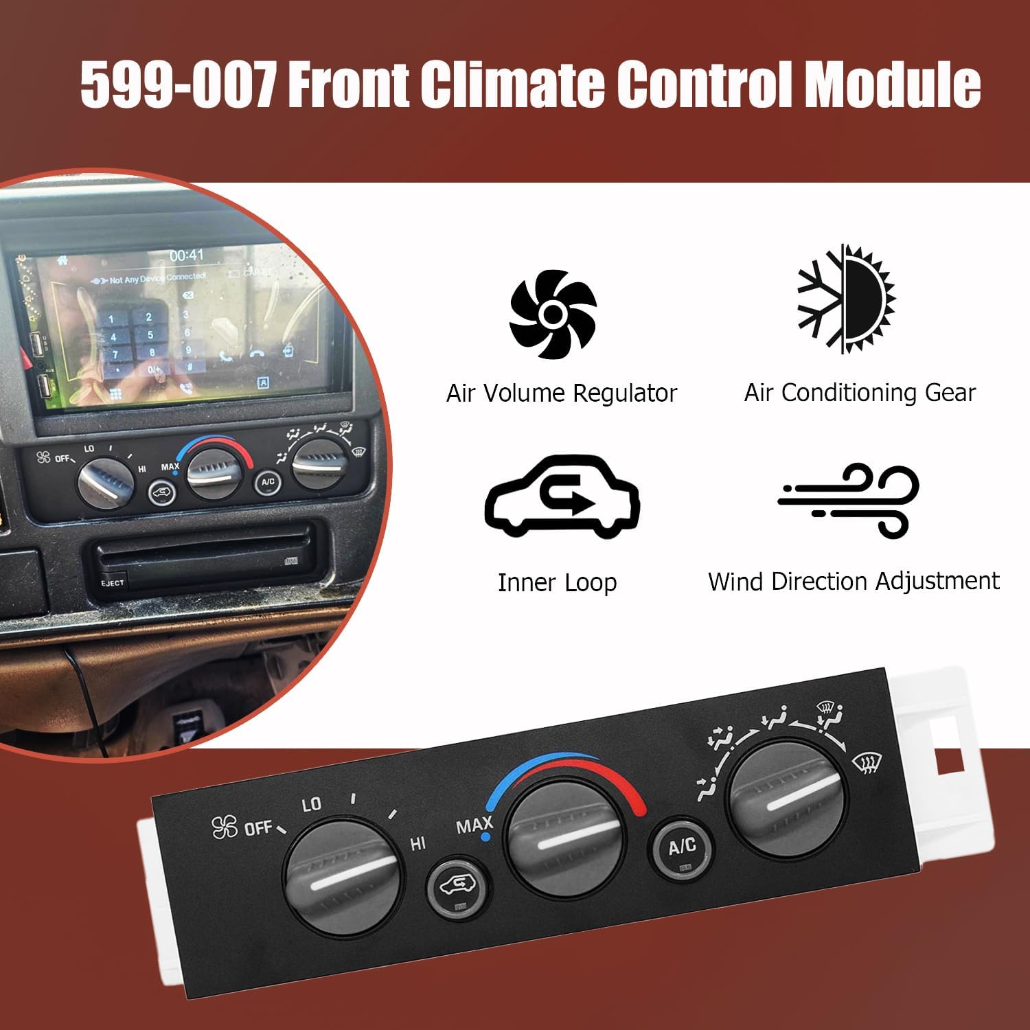 9378815 599-007 Heater Climate Control Panel Module A/C Climate Control Module Switch Without Rear Window Defogger for 1996-1999 Chevy GMC C1500 C2500 C3500 K1500 K2500 K3500 Truck 16231175