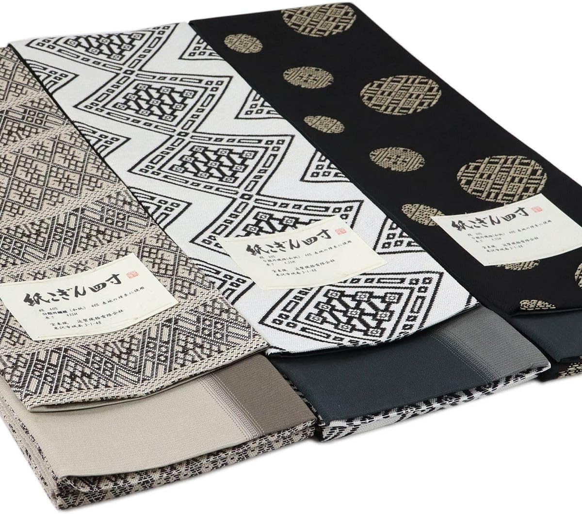 米沢織　絹 和紙　宝来屋　紙こぎん四寸帯　半幅帯 　長尺 ⑪ 楽天市場】宝来屋 半幅帯 紙こぎん四寸 -30B- 円菱 黒 米沢織 長尺 絹