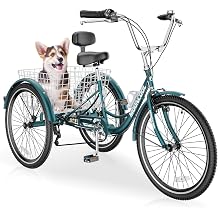 DoCred Adult Trikes, 20/24/26 Inch 7 Speed Adult Tricycles, Three Wheel Bikes with Basket for Women and Men, Cruise Bike Adults Tricycle for Recreation Shopping Exercise, Multiple Colors