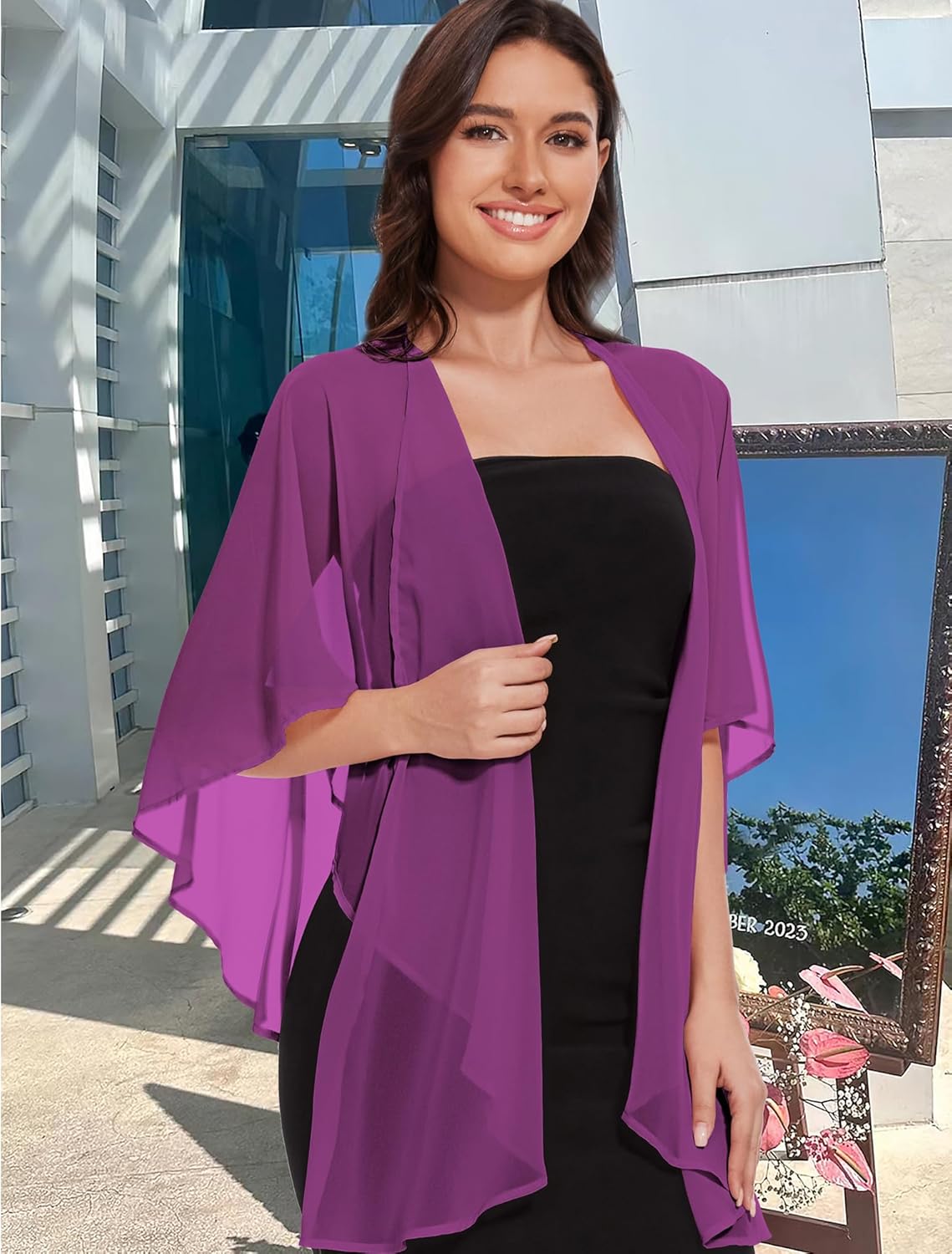 CHICGAL Shawls and Wraps for Evening Dresses Sheer Womens Chiffon Scarf Wedding Bridal Cover Up - Image 9