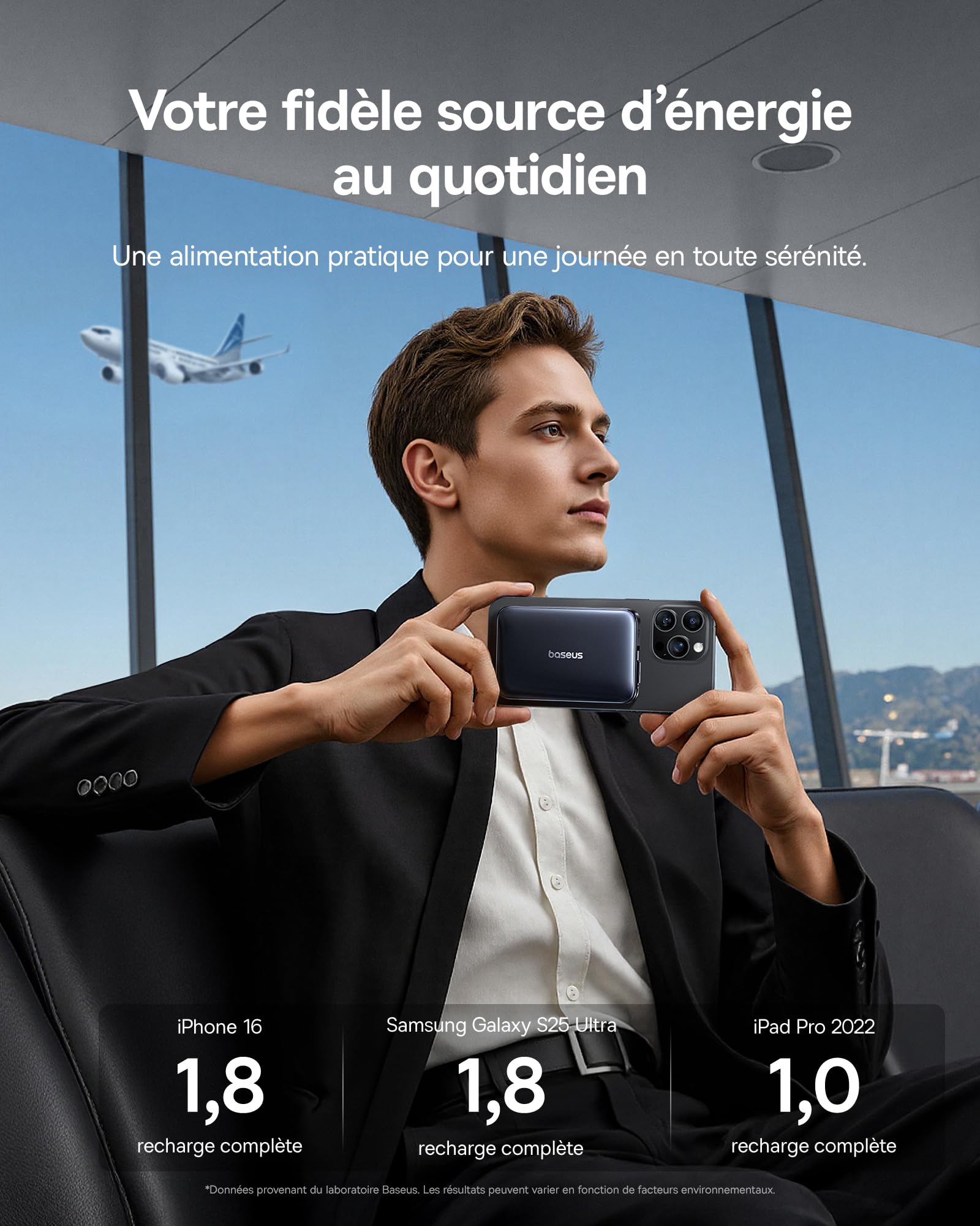 Baseus PicoGo Qi2.2 Certifiée Batterie Externe Magsafe, PD USB-C 45W, Power Bank Magnétique sans Fil 25W, Batteria Magsafe 2 * 5000mAh Compatibile avec iPhone 17/16/15/14/13/12/Pro/Pro Max Series