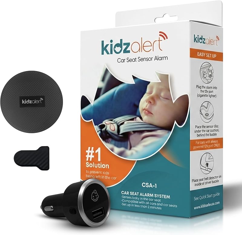 Car Seat Sensor Alarm, 1 Alarm + 1 Sensor | Automatic Child Detection Alert, Plug-in Installation, Single Sensor System for 1 Car Seat, No APP Required