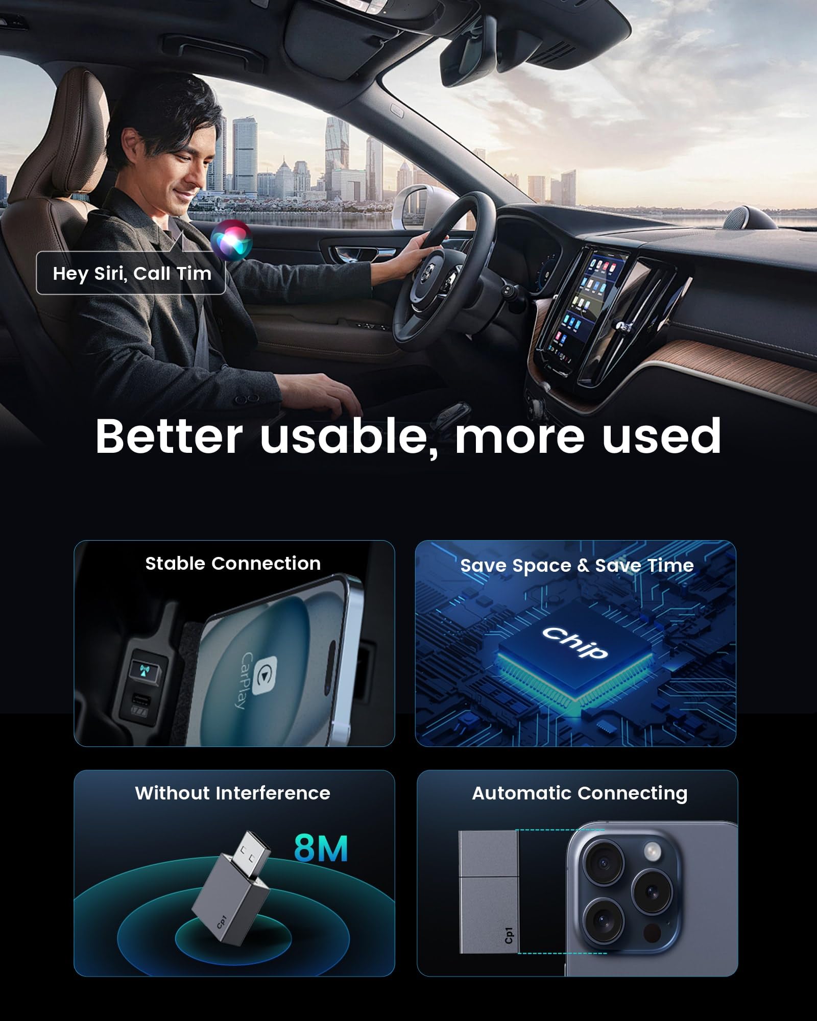 YJLUUJL wireless CarPlay adapter detail view 3