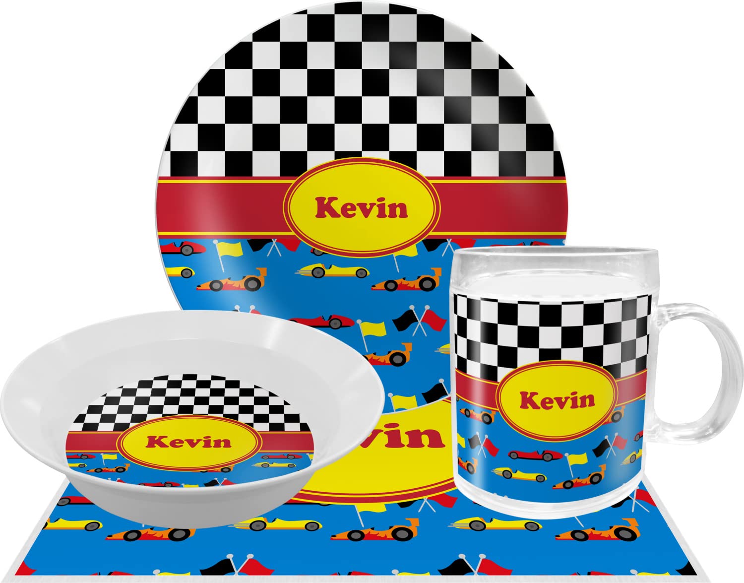 Personalized Racing Car Melamine Bowl - 12 oz