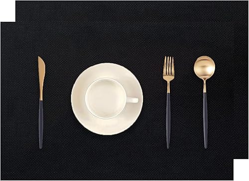 Miniatura 15 de Juego de 2 manteles individuales beige, resistentes al calor, antideslizantes para mesa de comedor, lavables, duraderos, de PVC, vinilo tejido