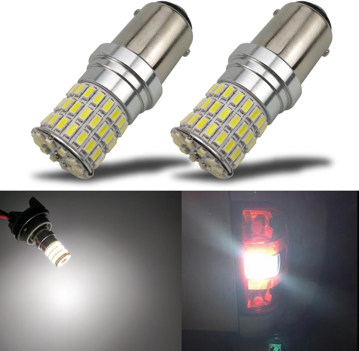 iBrightstar Newest 9-30V Extremely Bright 1142 1076 1176 BA15D LED Bulbs Replacement for Back Up Reverse Lights, Brake Tail Lights and Rv Camper lights, Xenon White