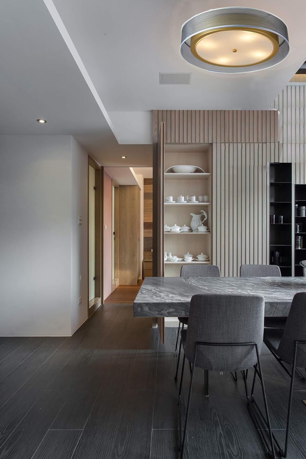 Super Cheap 🛒 ENGELCH Modern 20 Large 4-Light Double Drum Flush Mount Ceiling Light, Gray Fabric and Gold Metal Shade + Round Glass Diffuser Light Fixture Chandelier for Kitchen Island Dining Bedroom Entry Bar