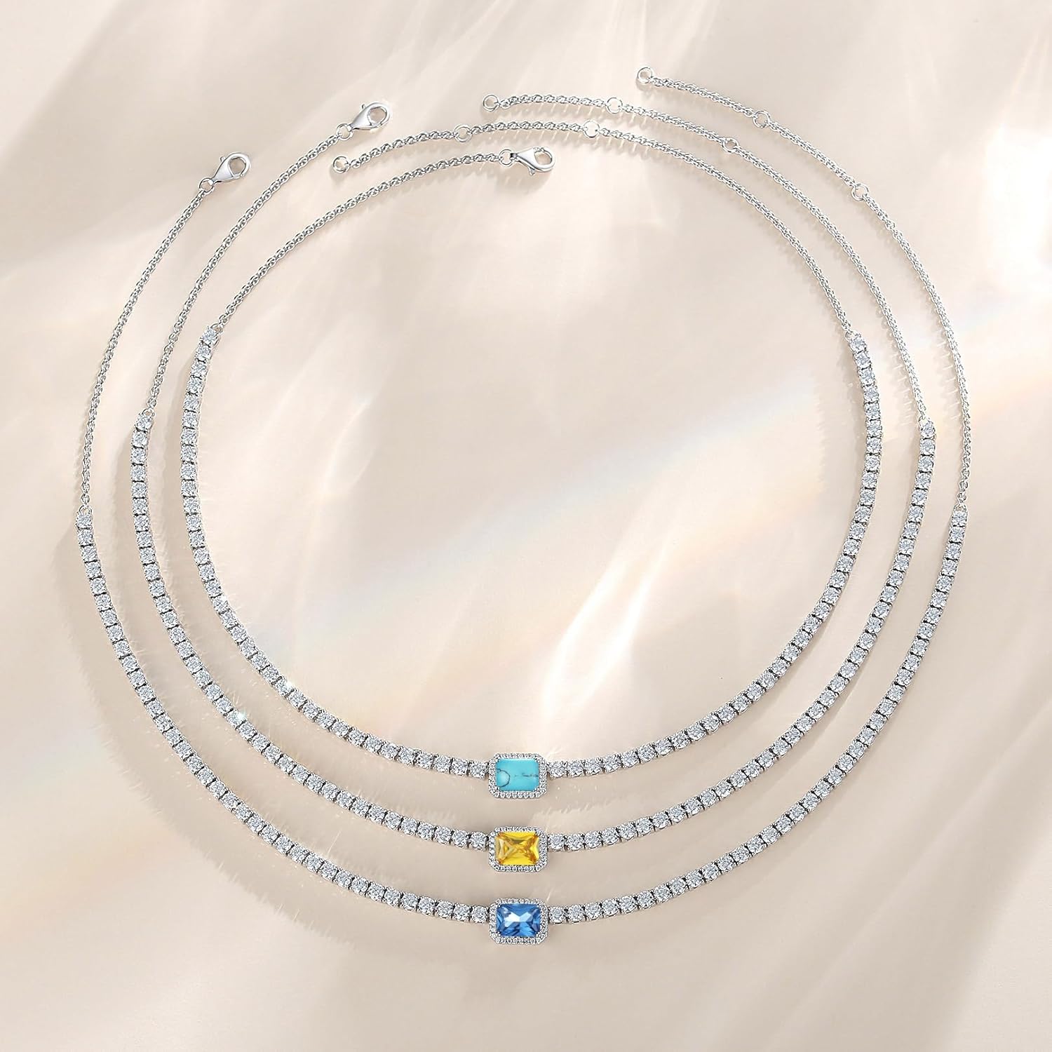 FANCIME Mothers Day Gifts for Women S925 Sterling Silver Tennis Necklace Birthday Gifts for Mom Women, 16"+2" Inches