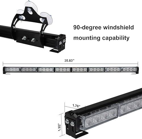 Miniatura 10 de ASPL Barra de luz LED de 36 pulgadas para asesor de tráfico, advertencia, luz estroboscópica de emergencia, intermitente direccional, luces de