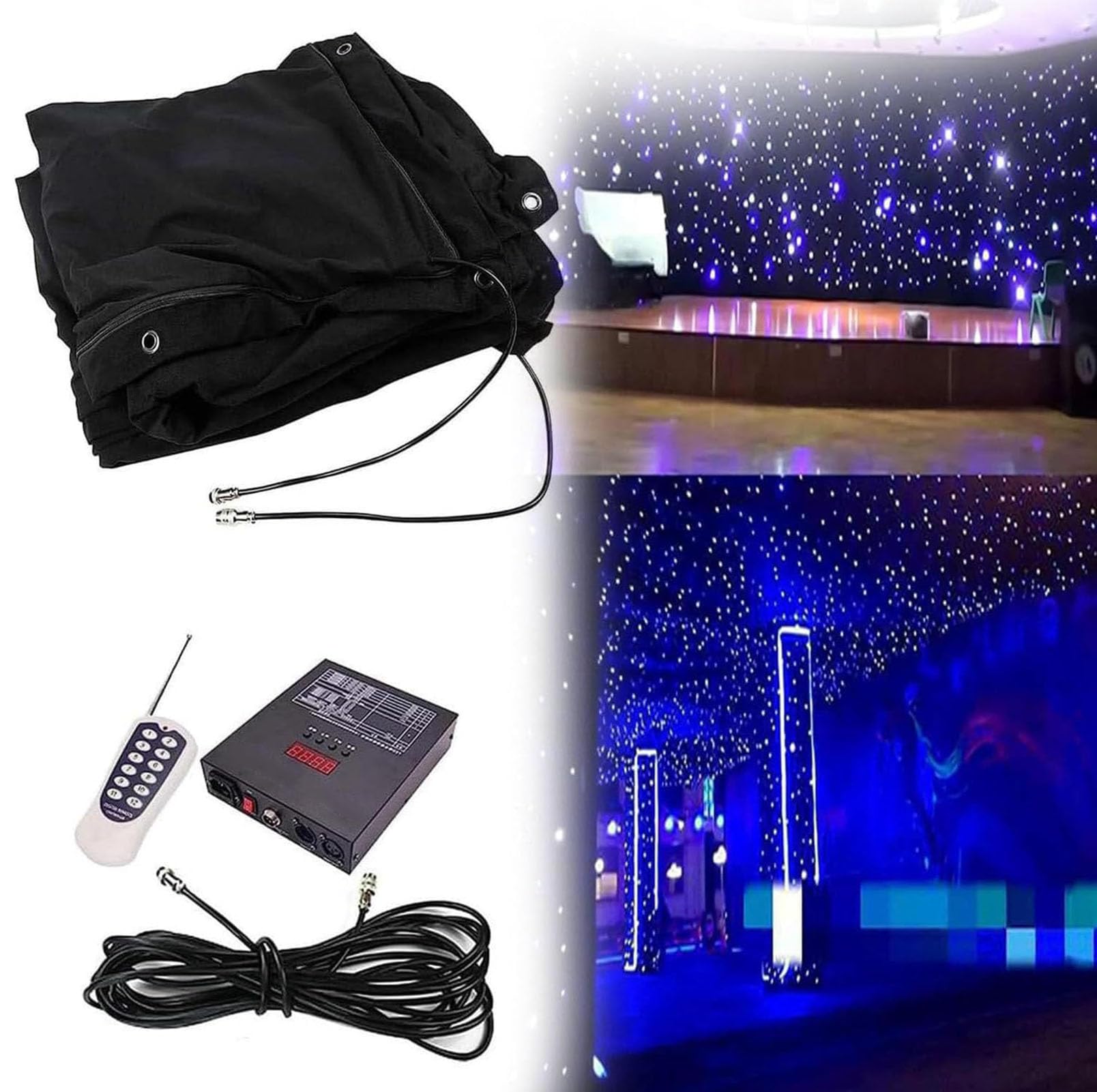 Kurtyny LED Star Backdrop Starry Sky tkanina z kontrolerem, składane drapowanie gwiaździste światło, gwiazda, tło fotograficzne, tło na wesela, przyjęcie urodzinowe, do klubów, pokazów