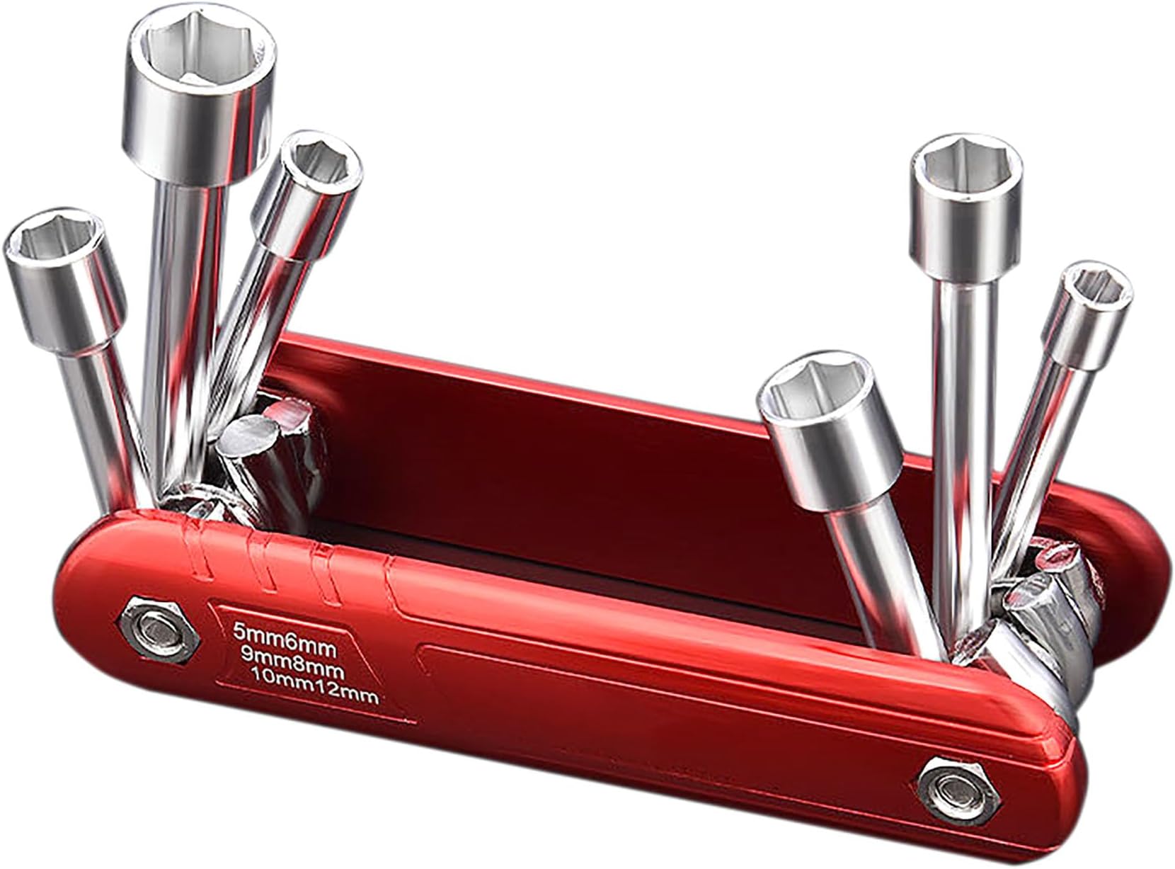 YIKANGHENG 6 In 1 Socket Wrench Sets, 45 Carbon Steel Foldable Metric Multi Function Outter Hexagon Spanner, Socket for Household and Repairing (Metric)