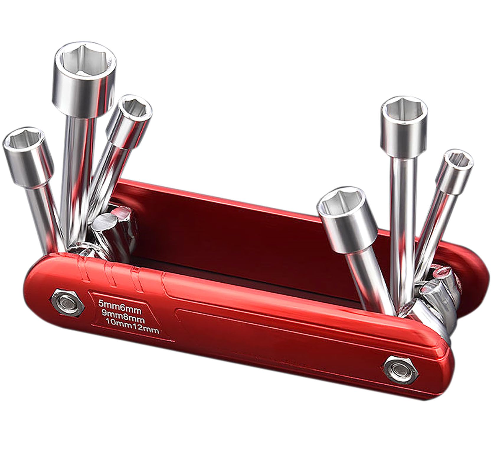 YIKANGHENG 6 In 1 Socket Wrench Sets, 45 Carbon Steel Foldable Metric Multi Function Outter Hexagon Spanner, Socket for Household and Repairing (Metric)