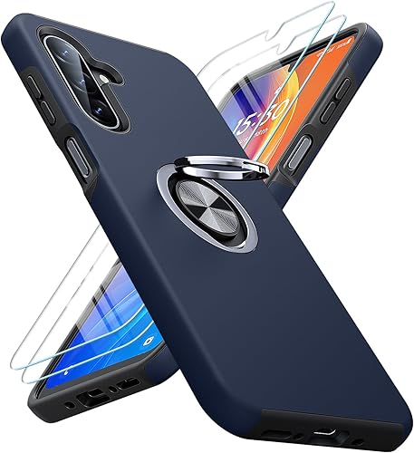 JAME Funda para teléfono Samsung Galaxy A17/A26 5G con protector de pantalla [2 paquetes] Soporte de anillo Soporte Doble Capa Grado Militar a