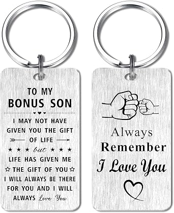 Jzxwan Bonus Son Gifts, I Love You Step Son Birthday Keychain