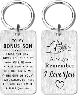 Bonus Son Gifts I Love You Step Son Christmas Keychain, Stepson Birthday Key Chain, Stepson Ideas Present from Stepmom Stepdad