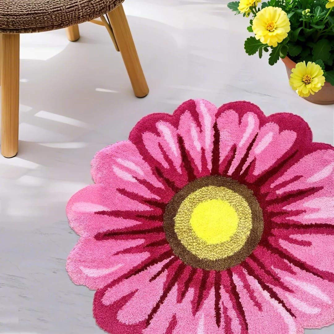 Alfombra de baño de felpa con margaritas florales y flores, felpudo de bienvenida, tapete de baño para inodoro, tapete grueso para fregadero de cocina, tapete para suelo, sofá, sentado, cojín