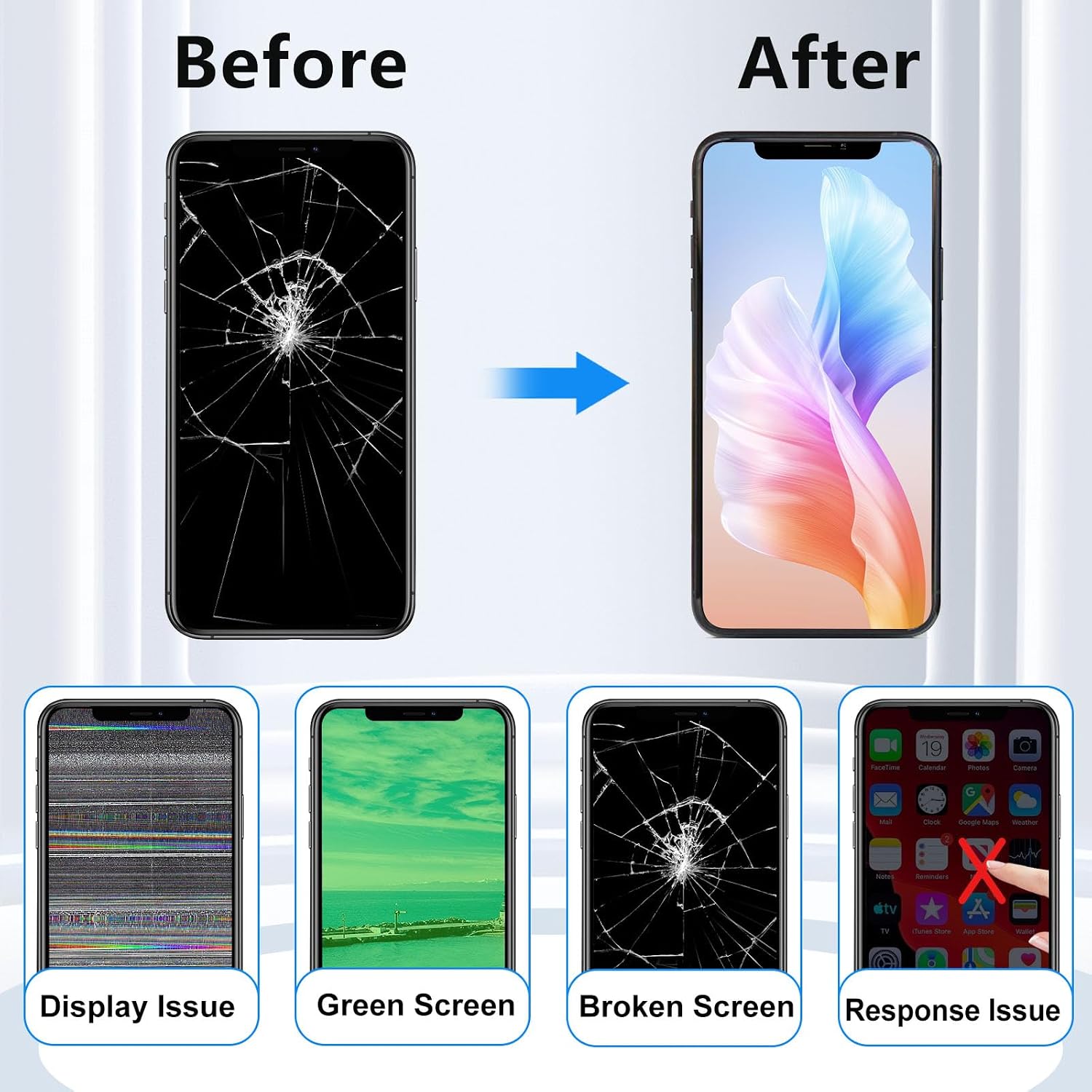 MP+ for iPhone 11 Pro Max Soft OLED Screen Replacement,[FHD][COF][Face ID] Touch Display Digitizer Assembly with Repair Tools Kit,Waterproof Tape