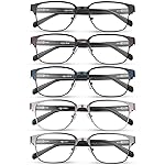 JOLISU 5PCS Reading Glasses Men - Blue Light Blocking Metal Frame for Mens/Women - Durable Readers Fit Read1.25