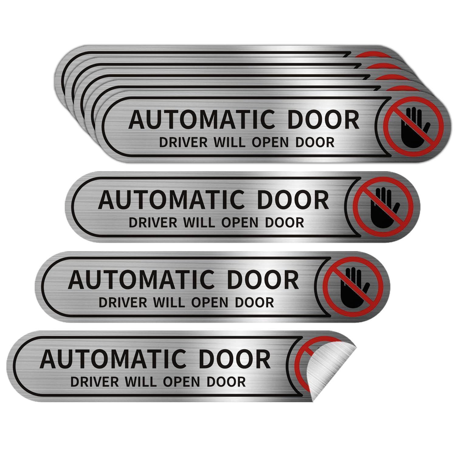 8 Pieces Automatic Door Driver Will Open Door Stickers for Cars, Brushed Silver,5inx1in