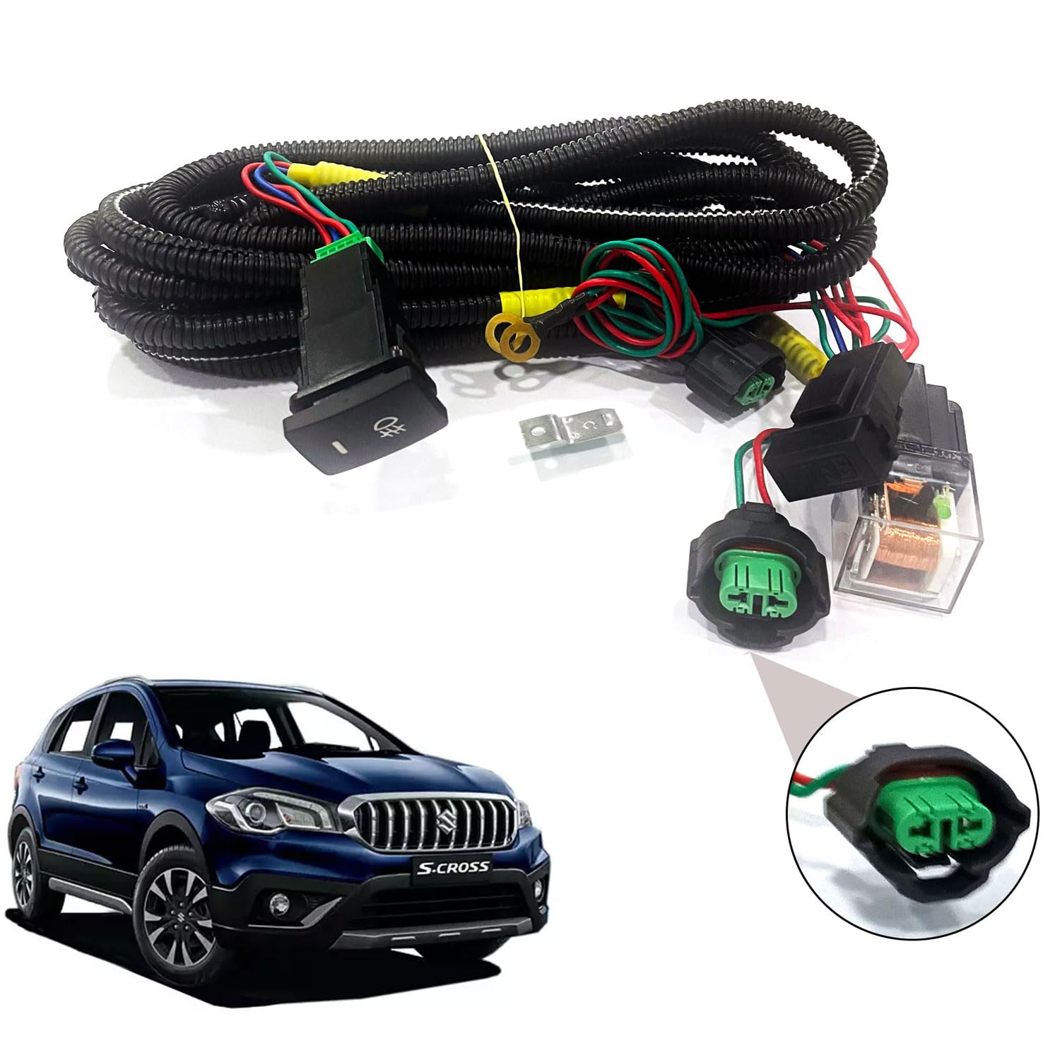 Auto Pearl Fog Light Harness LED Indicator Harness Wiring Socket Switch Kit 12V/40A Relay for S Cross Facelift 2017-2020-image-47