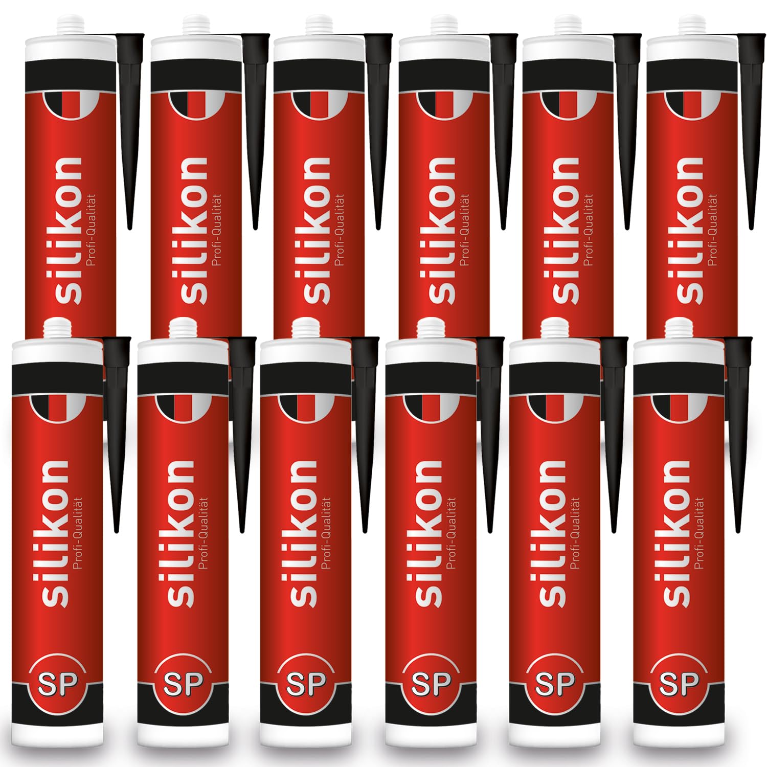 Cartucho de silicona sanitaria de 310 ml, color negro, sellador de juntas para baño, ducha, cocina, resistente al agua con efecto protector, resistente al moho, a los rayos UV y a la intemperie (12)