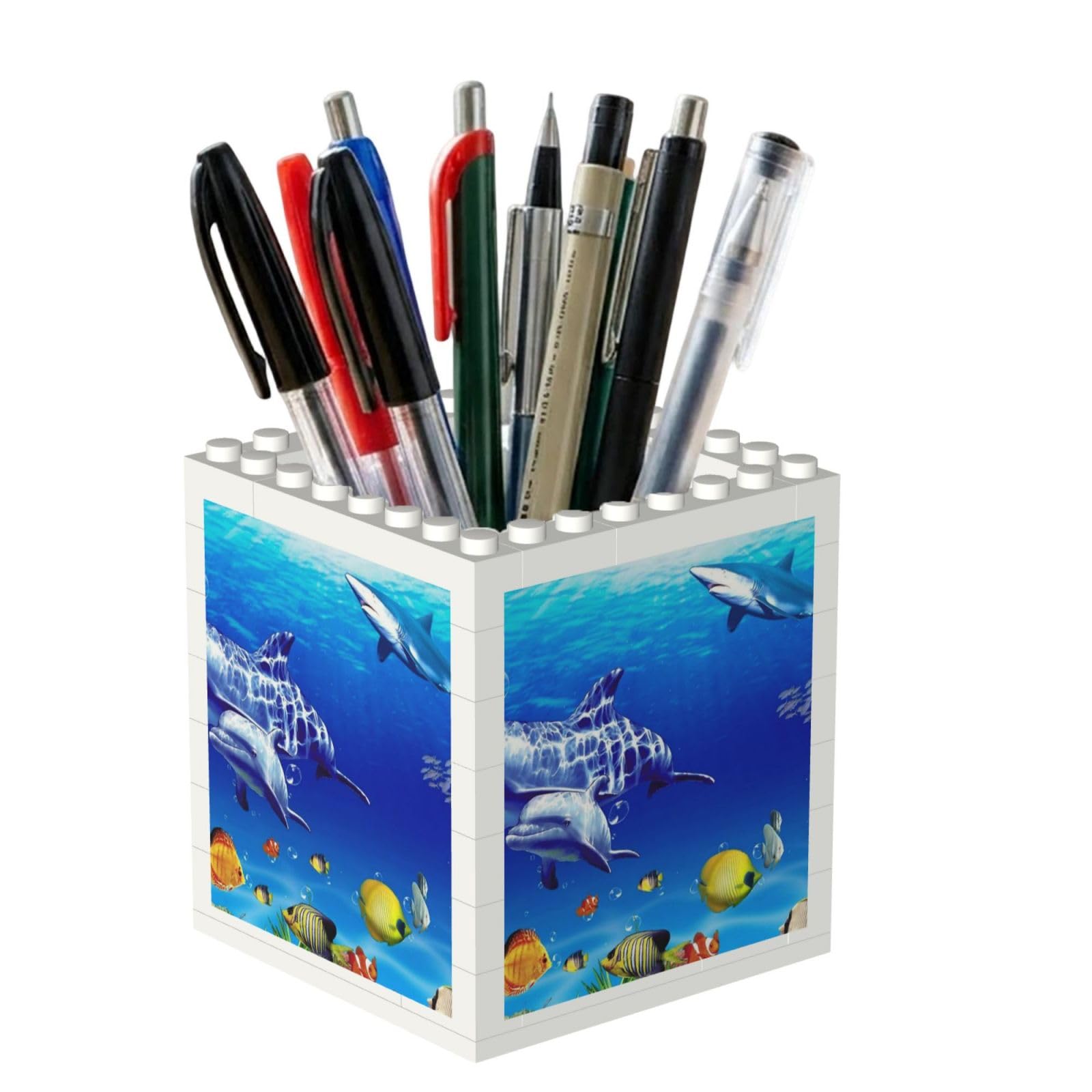 Poadnly Seabed Coral Fish, Pen Pot Pencil Holder for Office Home School, Compact Desk Organiser for Office Stationery