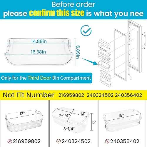 Miniatura 4 de 241505501 Contenedor de estante de puerta, 241505500 reemplazo de cubo de puerta de refrigerador compatible con frigidaire puerta estante piezas