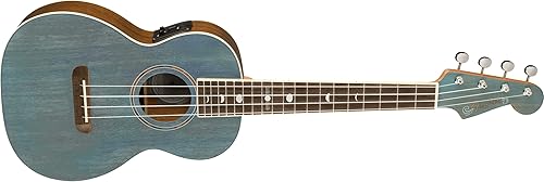 Miniatura 3 de Fender Dhani Harrison Tenor Ukelelele, diapasón de nogal, turquesa