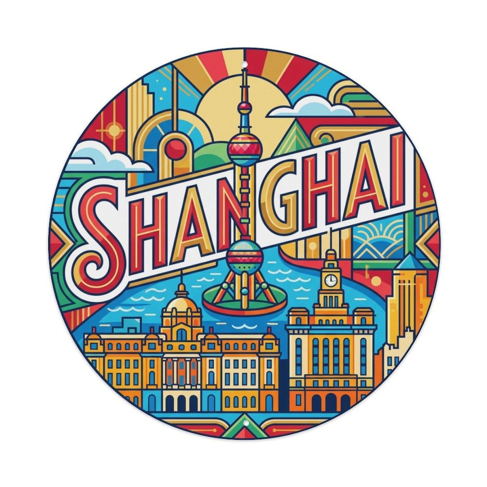 Travel Vintage China Shanghai Metal Tin Sign