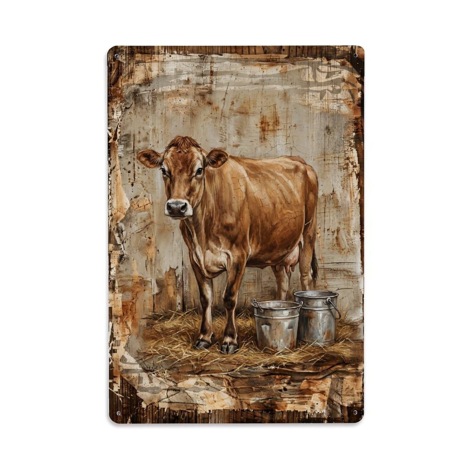 Jersey Cow Farm Dairy Milk Barn Metal Tin Sign Plaque Wall Decor for Cafe, Club Bar, Office, Home Garden Metal Poster 8x12Inch